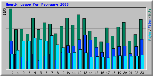 Hourly usage for February 2008