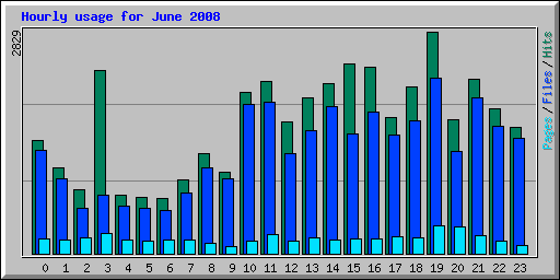 Hourly usage for June 2008