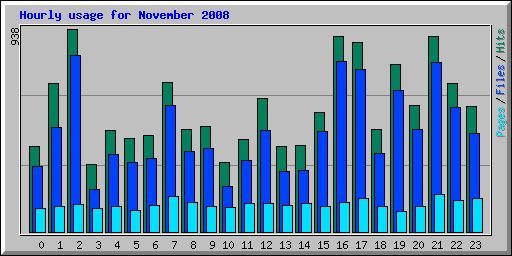 Hourly usage for November 2008
